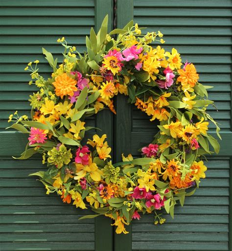 Floral Summer Door Wreath Flower Wreath Summer Door Decor