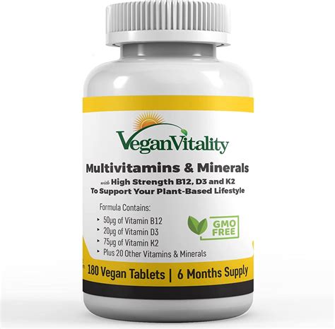 Vegan Multivitamins Minerals With High Strength Vitamin B D K