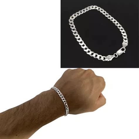 Pulseira Masculina Prata 925 Legítima Italiana Grumet 6mm