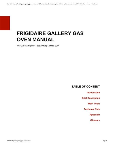 Owners Manual Frigidaire Oven