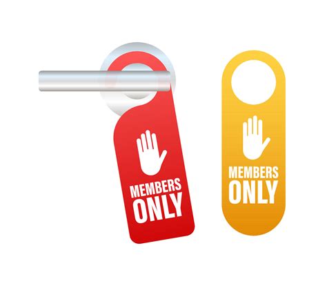 Members Only Sign and Door Handle. Exclusive and priority. Vector stock ...