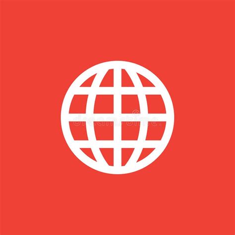 Globe Red Icon On White Background Red Flat Style Vector Illustration