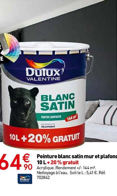 Promo Peinture Blanc Satin Mur Et Plafond L Gratuit Dulux Chez