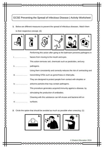 Gcse Biology Preventing The Spread Of Infectious Disease Activity