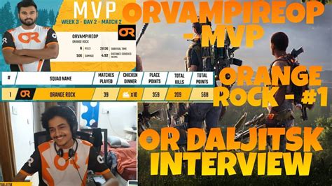 Orange Rock Chicken Dinner PMPL OR Daljit Interview Fnatic VS