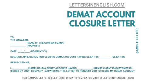 Demat Account Closing Letter Application For Closing Demat Account