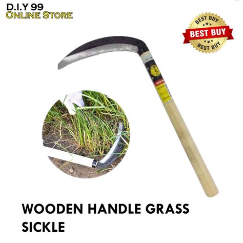 Grass Sickle With Wooden Handle Grass Cutter Trim Tool Grass