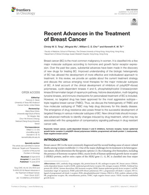 Pdf Recent Advances In The Treatment Of Breast Cancer