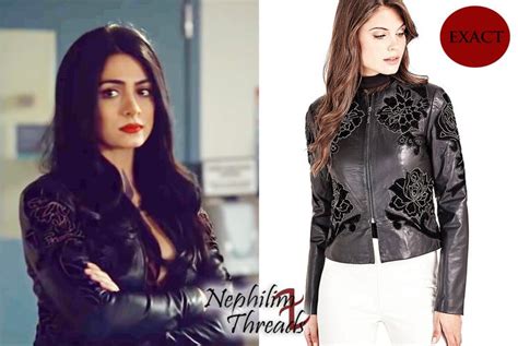 Marciano ‘leather Appliqué Jacket Eur 35900 Emeraude Toubia Wore