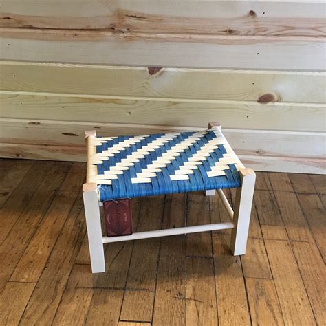 Ready To Ship Woven Turquoise Two Tone Foot Stool Beautiful Stained