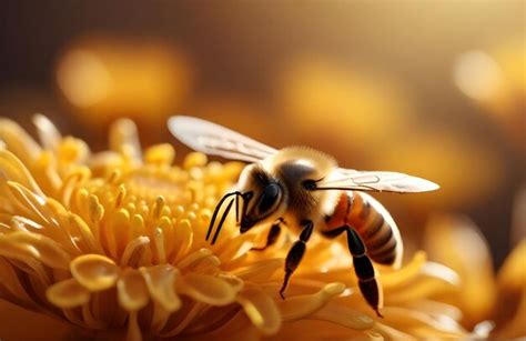 Premium Photo | Photo closeup shot of a bee sting on a yellow flower