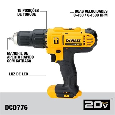 Combo Parafusadeira Furadeira De Impacto Dcd Dewalt Dck D T