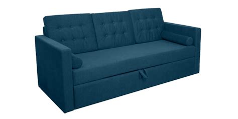 Buy Parlier Velvet Fabric Pull Out Sofa Cum Bed In Teal Blue Colour By