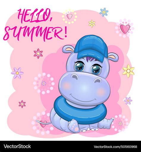 Hippopotamus cartoon character wild animal Vector Image