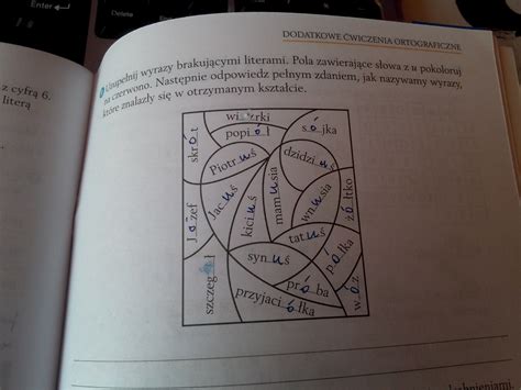 uzupelnij wyrazy brakujacymi literami pola zawierające slowa z u