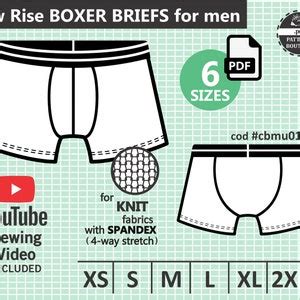 Boxer Briefs For Men Pdf Sewing Pattern Youtube Sewing Etsy