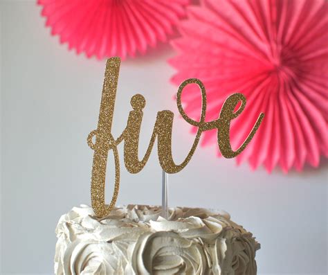 Five Cake Topper 5th Birthday Topper 5 Cake Topper Glitter Etsy In