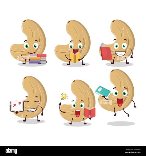 A Picture Of Cashew Nuts Cartoon Character Concept Reading An Amusing