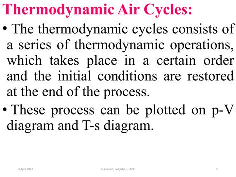 Thermal Engineering I Unit 2 PPT Thermodynamic Air Cycle