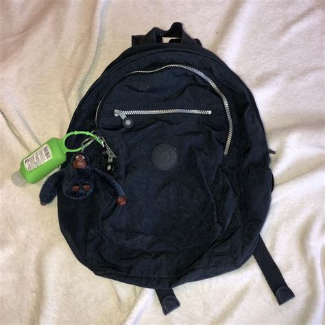 NAVY BLUE KIPLING BAG WITH MONKEY IN TACT ROOMEY Depop