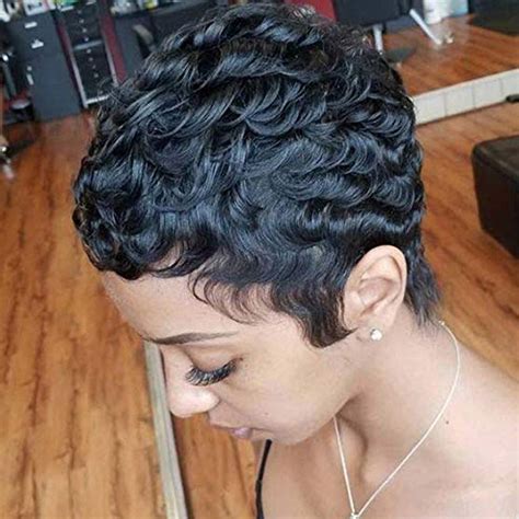 Ruisenna Short Human Hair Wigs Curly Pixie Cut Wigs For