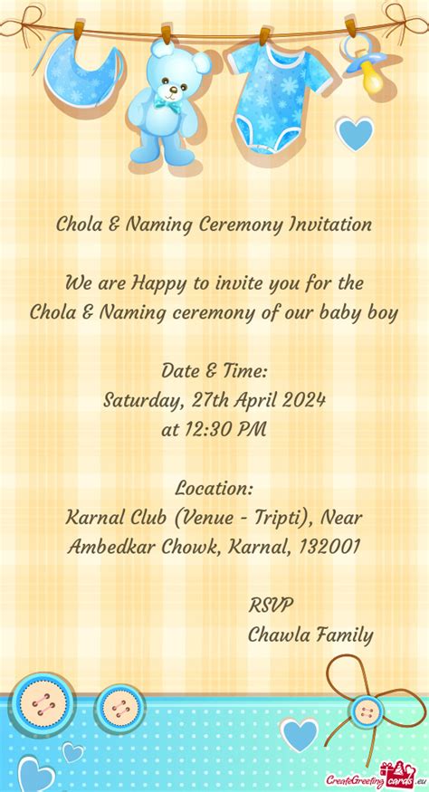 Chola Naming Ceremony Invitation We Are Happy To Invite You For The