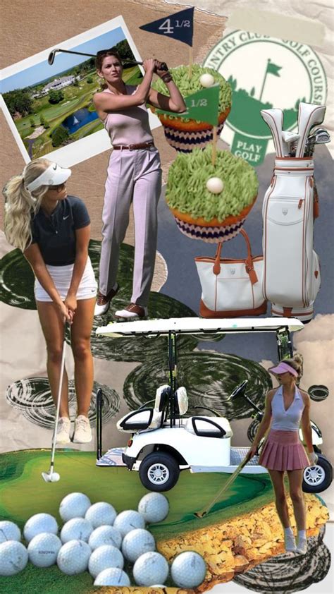 The Collage Shows Two Women Playing Golf