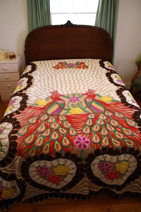 Rare Antique Chenille Bedspread With By Woollymammothvintage Vintage Bedspread Chenille