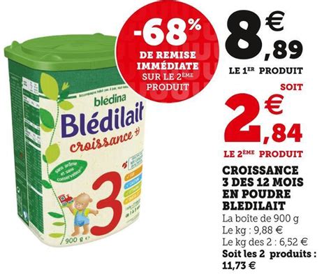 Promo Bledilait Croissance 3 De S 12 Mois En Poudre Chez Super U