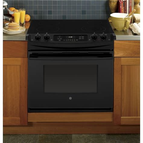 Ge 30 In Glass Top 4 Elements 44 Cu Ft Self Cleaning Drop In Electric Range Black At