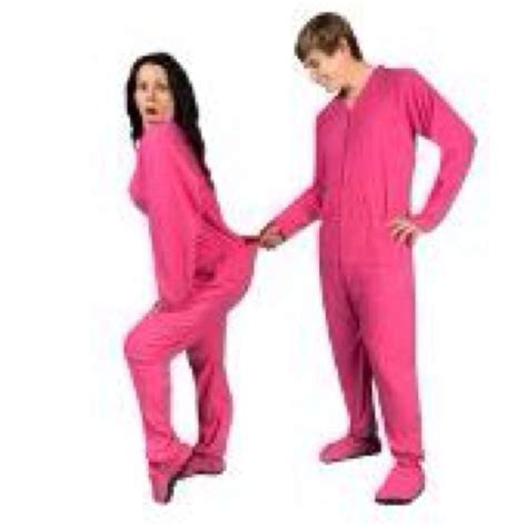 Big Feet Pajama Co Pink Micro Polar Fleece Adult Footed Pajamas W Drop