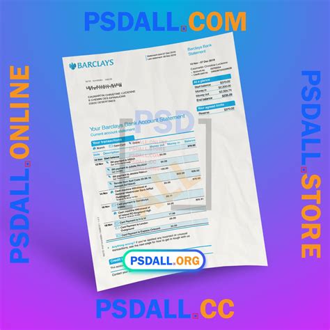 Barclays Bank Statement Psd Template Psdall Org