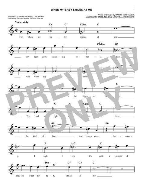 When My Baby Smiles At Me Sheet Music Bill Munro Melody Line