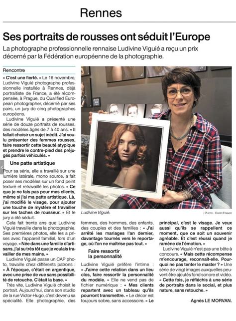 Article Ouest France Ludivine Viguié photographe portraits et