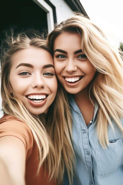 Premium Photo Two Female Friends Taking A Selfie Together