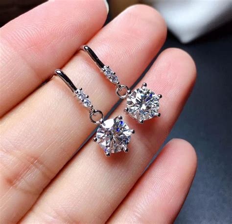 4 00 TCW Moissanite Drop Dangle Earrings Round Cut 8 MM Etsy