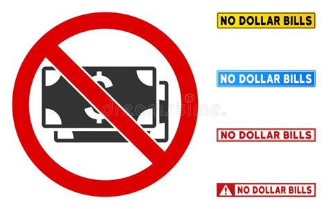 Flat Vector No Dollar Bills Sign With Titles In Rectangular Frames