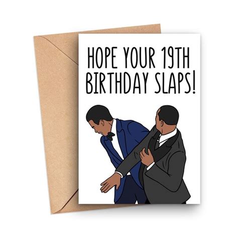 Funny 19th Birthday Card Will Smith Slaps Chris Rock 19th Etsy