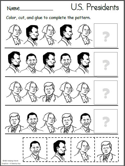 Kindergarten Timeline Of Presidents Worksheet