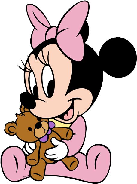 Baby Minnie Hugging Her Teddy Bear Moldura Minnie Bebe Png 462x619