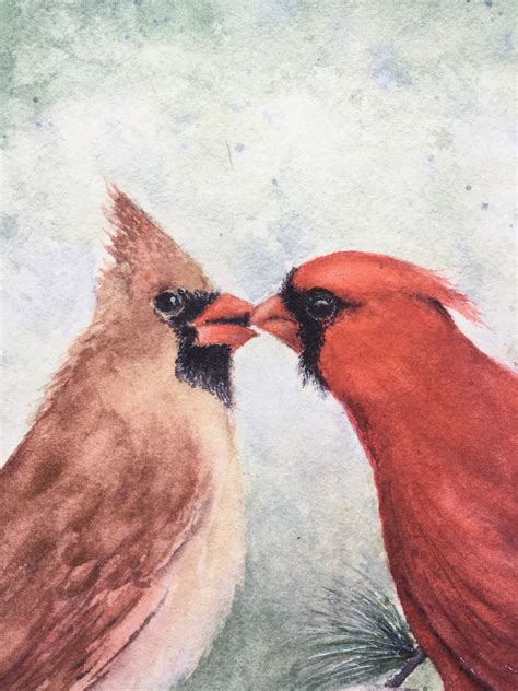 Cardinals Pair Male And Female 9 X 12 Professional Giclee Etsy