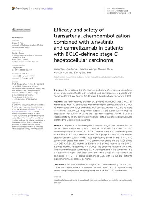 Pdf Efficacy And Safety Of Transarterial Chemoembolization Combined