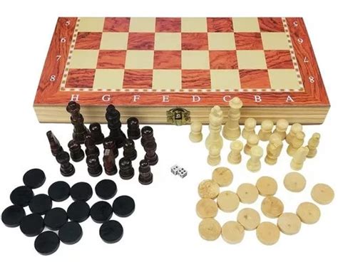 Ajedrez Tablero Ajedrez Damas Backgammon 33x34cm De Madera MercadoLibre