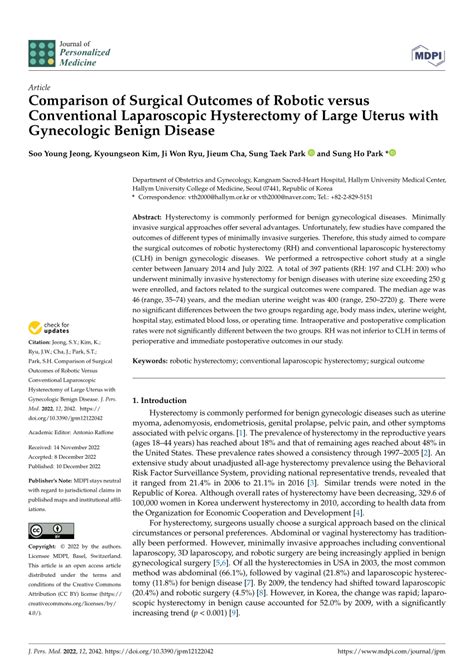 Pdf Comparison Of Surgical Outcomes Of Robotic Versus Conventional