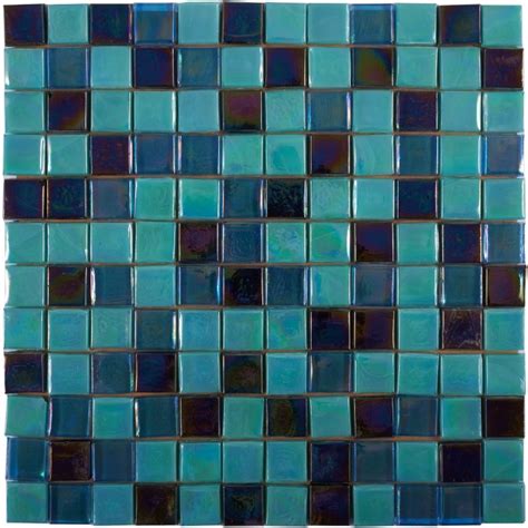 1x1 Square Pattern Green, Blue and Iridescent Black Stained Glass ...