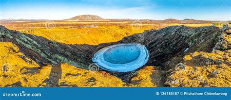 Kerid Crater in Winter Season, Iceland Stock Image - Image of crater ...