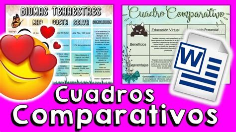 COMO HACER CUADROS COMPARATIVOS BONITOS EN WORD CUADROS COMPARATIVOS