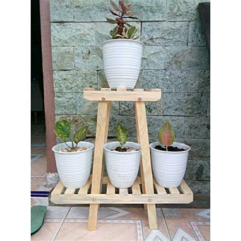 Jual Rak Bunga Kayu Susun Murah Minimalis Pot Bunga Kayu Minimalis