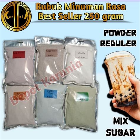 Jual Bubuk Minuman Rasa 250 Gram Reguler Serbuk Minuman Kekinian 250gr