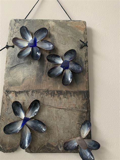 Repurposed Roof Slate Tile And Mussels Shells Slate Roof Painted